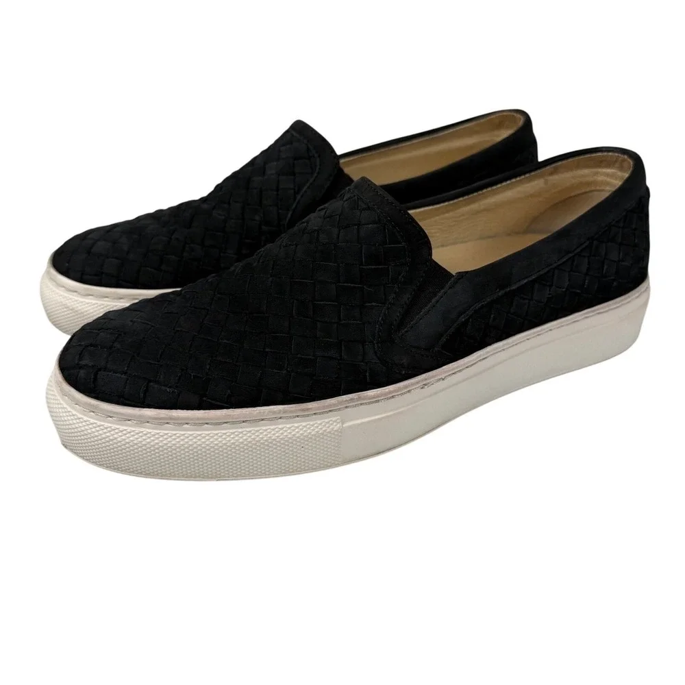 M. Gemi Womens The Cerchio Black Woven Nubuck Suede Sneakers Loafers EU37/US 7